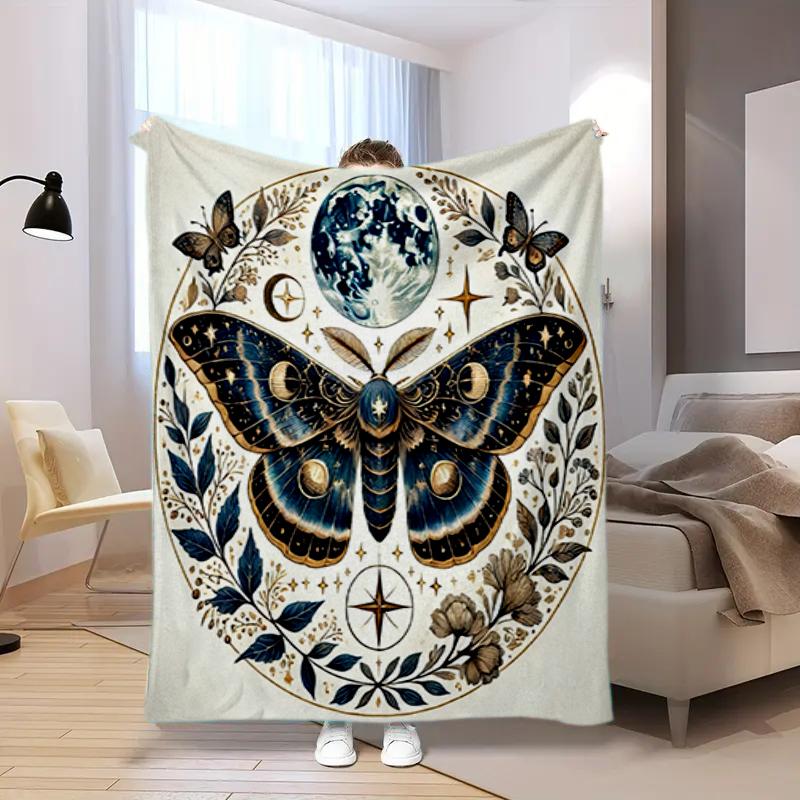 Dark Romance Butterfly Roses Blanket Sofa Blanket Camping Trip Bedroom Outdoor Plush Blanket Digital Printing