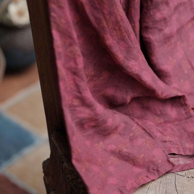 Johnature Herbst Frau Vintage Stil Leinen Lose V-ausschnitt Shirt Mode Drei Viertel Druck Retro Hemd