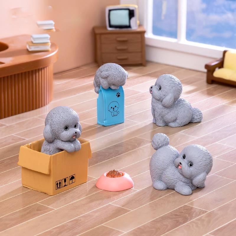 Adorable Miniature Dog Figurine Cute Resin Craft Desk Accessories Diy Decor