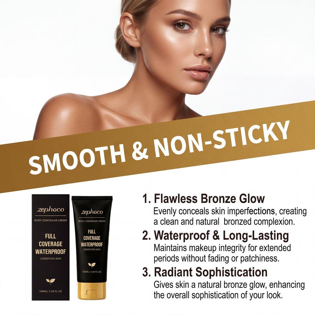 Zephoco Bronze Body Concealer Cream, Natural Skin Tone Coverage, Long-Lasting Flawless Finish, Waterproof & Sweatproof, Oil-Control 100ml