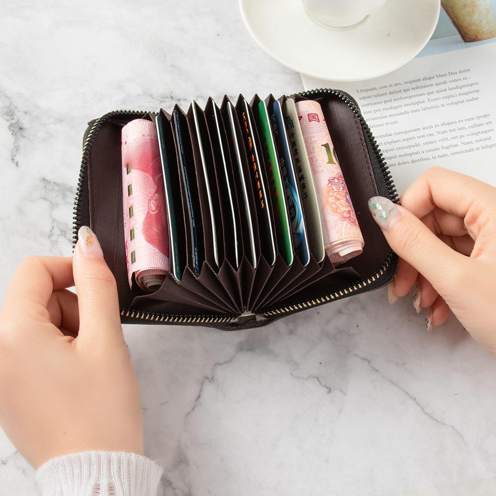 Card bag women's multi-card position solid color simple small fresh student anti-degaussing driver's license small credit card holder