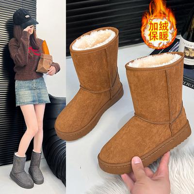 HEISS 2026 Winter Neu Hoher Schaft Mode All-Match Warm Dicke Schneestiefel mit Schleife Schneestiefel Damen Flachabsatz Schneestiefel