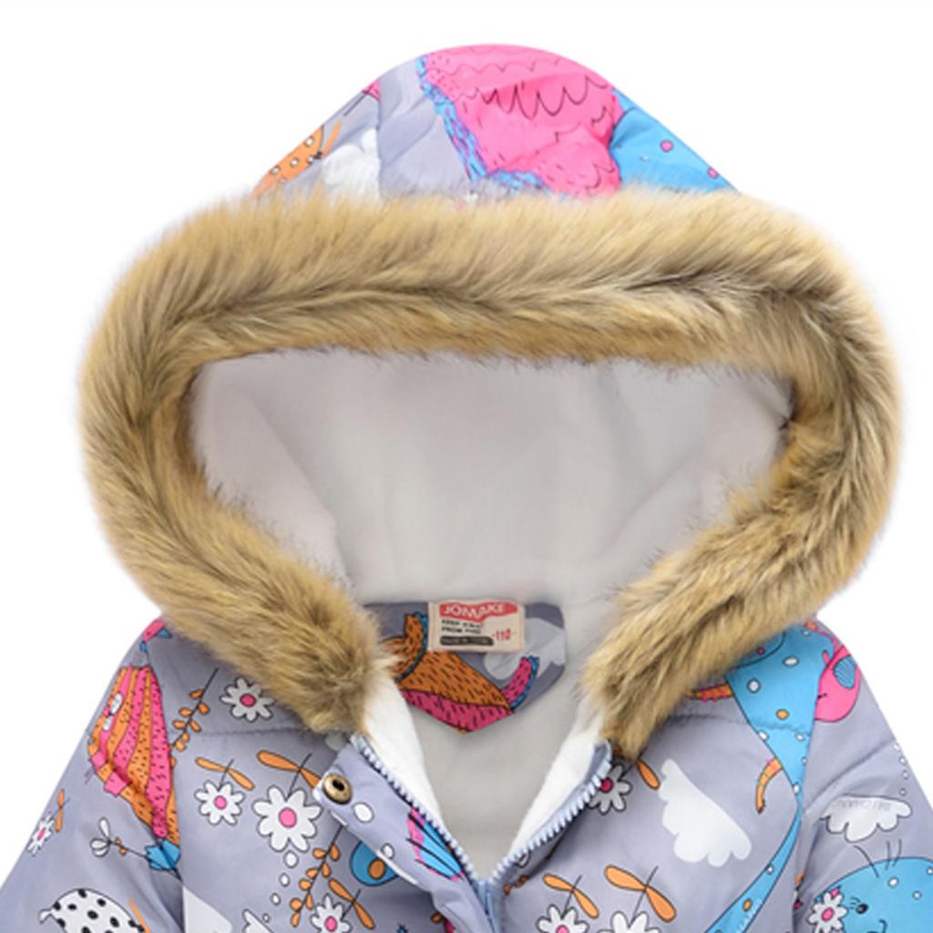 Children's Padded Jacket Boys And Girls Fashion Print Cartoon Big Boy Long Collar Hooded Padded Jacket