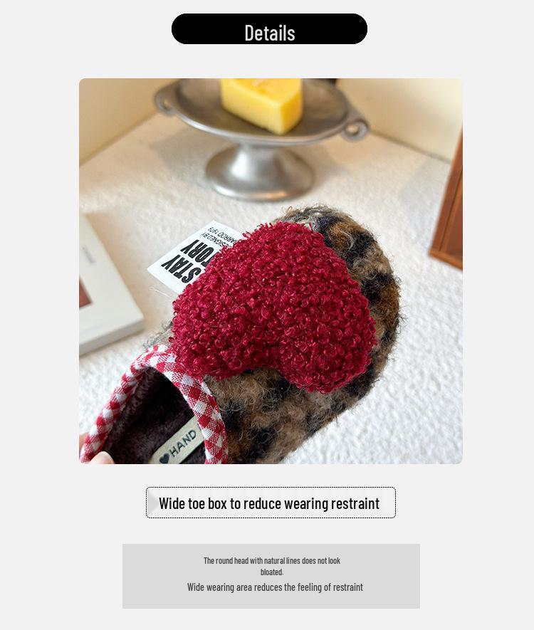 Children's Slip-on Winter Fleece Shoes, Style AB, Doll & Leopard Print, Non-slip Warm Half Slippers, Furry Cotton Design.