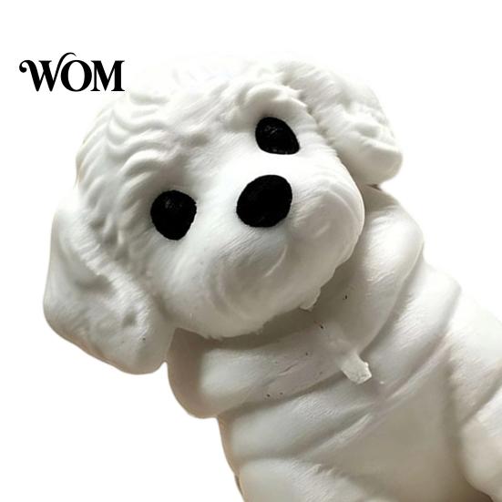 Welpen Schreibtisch Dekoration 3D Gedruckte Sitzende Hunde Figur, Mini Weiße Statue für Schreibtisch Ornament Dekoration, Moderne Tierform Heim Büro Bücherregal Retro