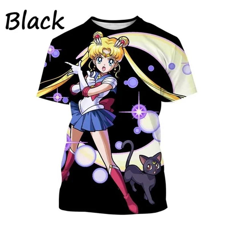Summer New Children T Shirt Anime Sailor Moon Printed 3D T-shirt Fashion Cute Girly Anime Harajuku Style Short Sleeve Tshirt Top