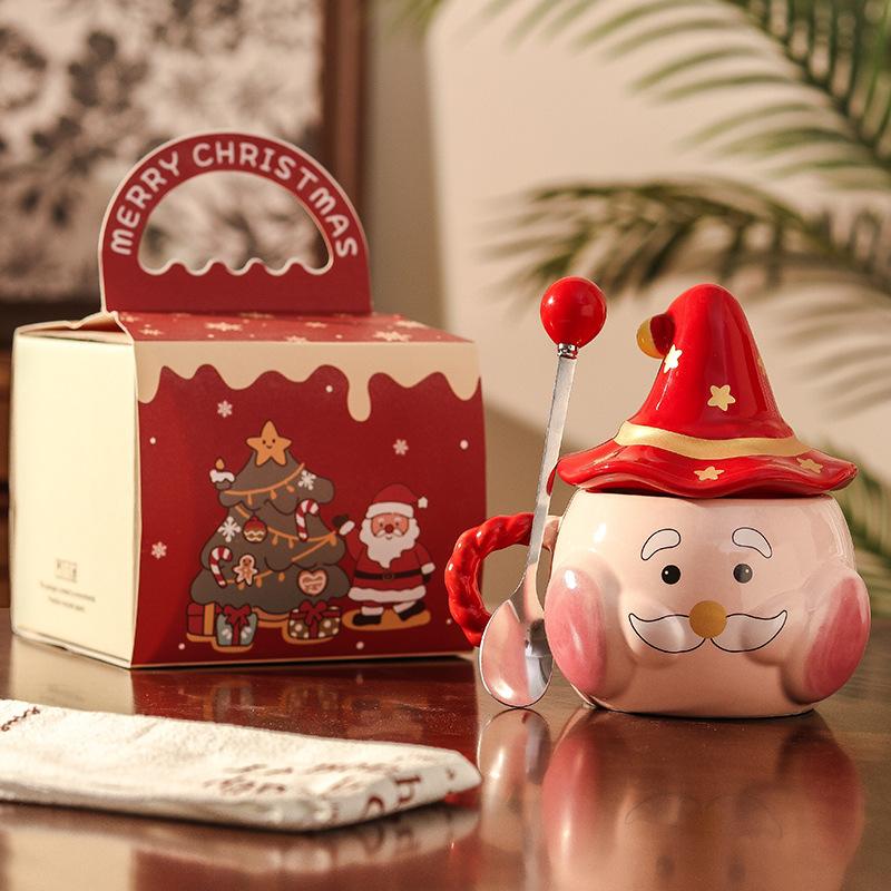 High-value Christmas Ceramic Cups, Mugs with Lids, Cute Girls, Girlfriends, Birthday Gifts, Souvenirs