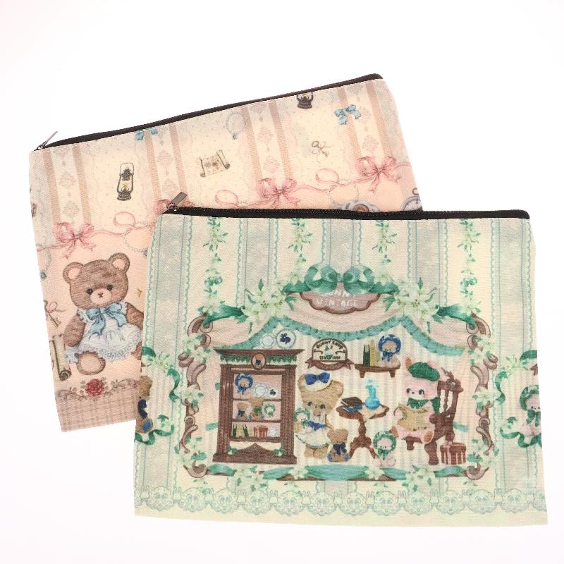 Cute Little Bear Cosmetic Bag Cartoon Canvas Makeup Bag Large Capacity Travel Toiletry Bag Clutch Bag For Girl Gifts