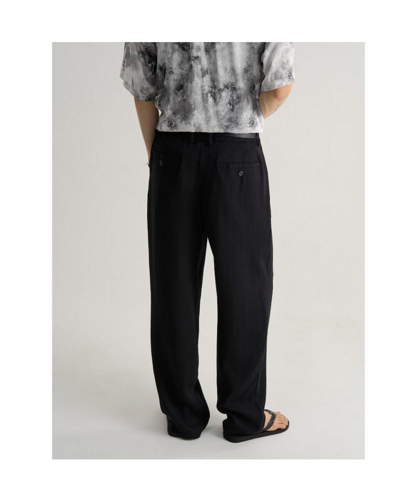 8seconds Rayon Blended Wide Fit Elastic Waist Pants Black