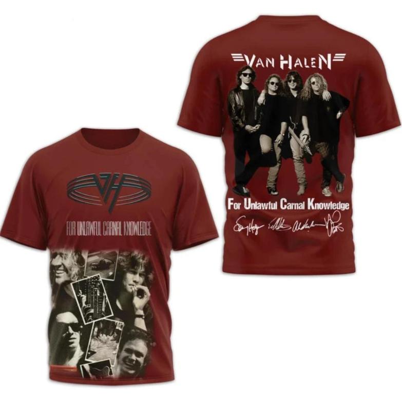 Rockowy Zespół Van Halen Retro Koszulka Unisex Drukowana 3D na Lato Uliczny Hip-hop Trend Krótki Rękaw Okrągły Dekolt Y2K Top Odzież Męska
