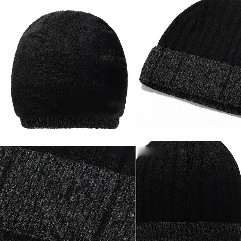 Winter Cashmere Wool Hat Warm Cold-Proof Knitted Hat Scarf Gloves Hat Three-Piece Set
