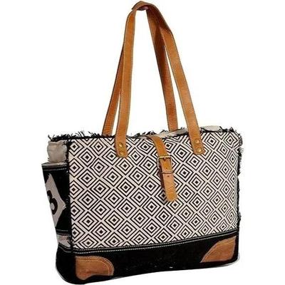 SEL De MER Upcycled Canvas & Leather Shoulder Bag Tote Crossbody Purse Leather