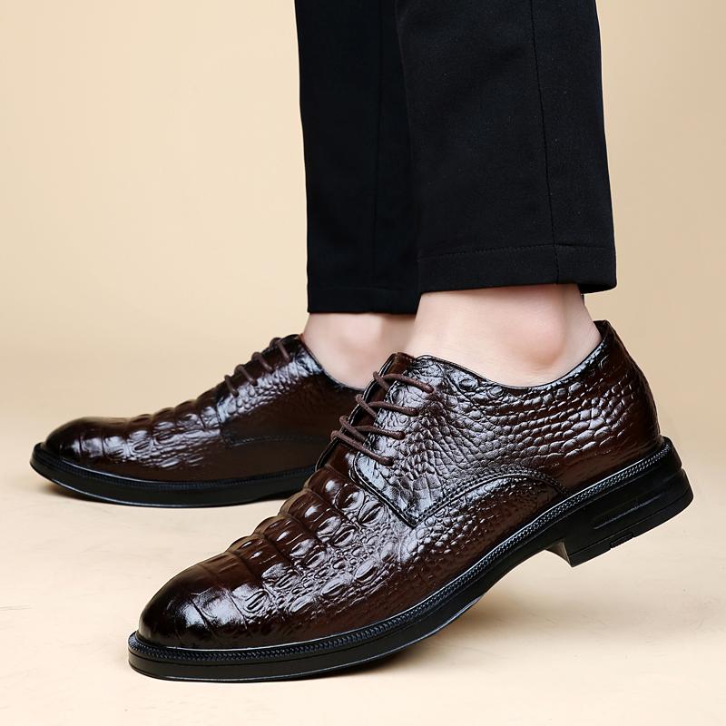 Crocodile Pattern Men Wedding Dress Footwear Lace-Up Men's Outdoor Business Oxfords Shoes Fashion All-match Men Casual Shoes