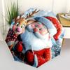 1pc Christmas Santa Claus & Reindeer Automatic Folding Umbrella, Portable 3-Fold Design with 8-Rib Iron Frame, Perfect Outdoor Gift for Fans, Traveler
