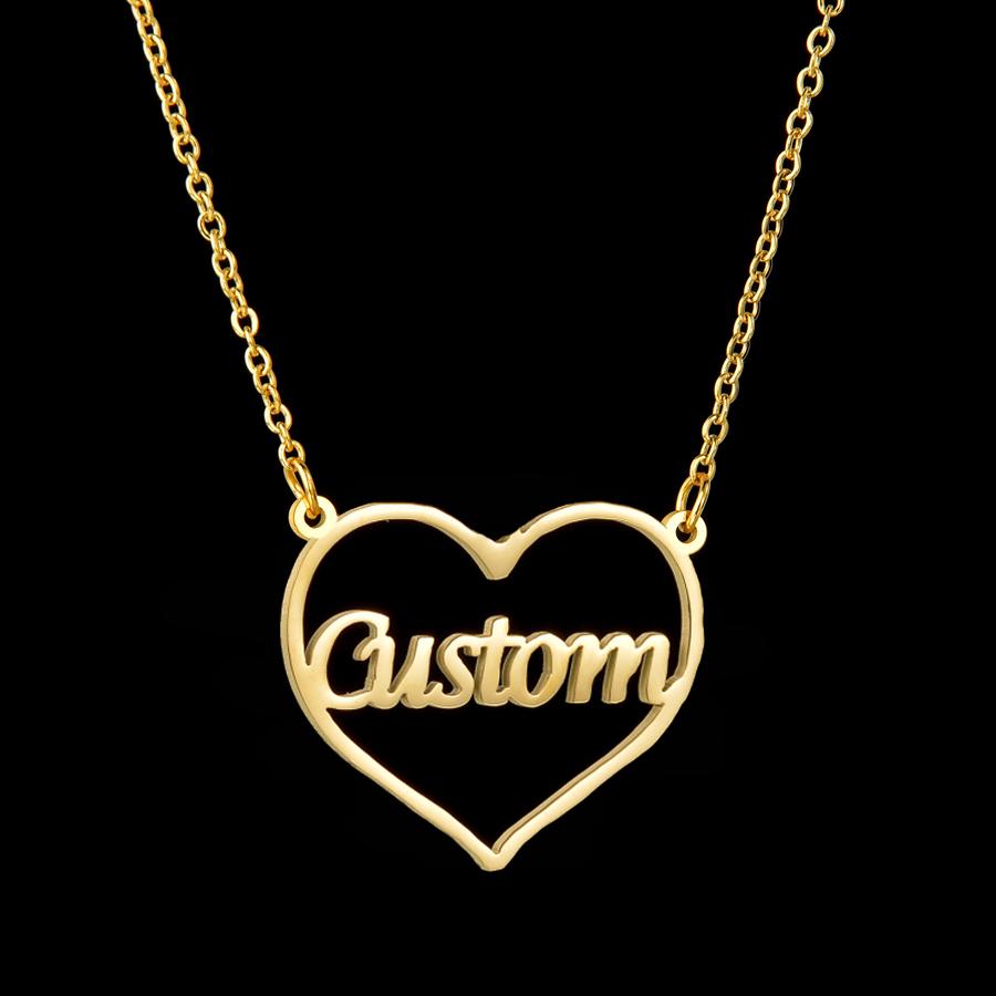 Atoztide Personalized Custom Rose Heart Name Necklaces for Women Stainless Steel Pendant Choker Link Chain Birthday Jewelry Gift