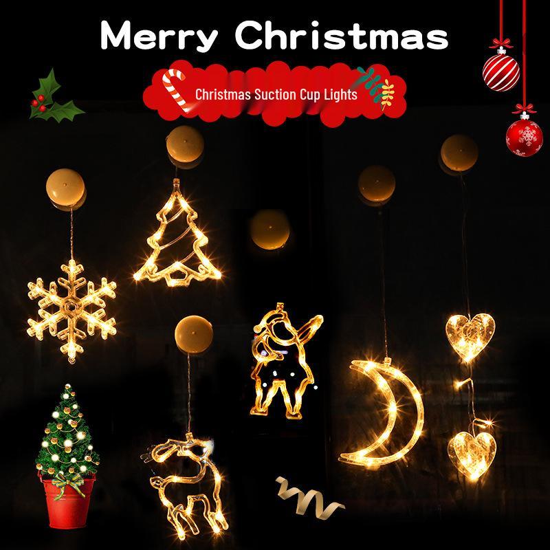LED Reindeer Santa Suction Cup Lights for Living Room, Shop Window, or Christmas Tree - Creative Colored Decorations