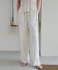 THEELO Airy Linen Blend Elastic Waist Pants (Cream)