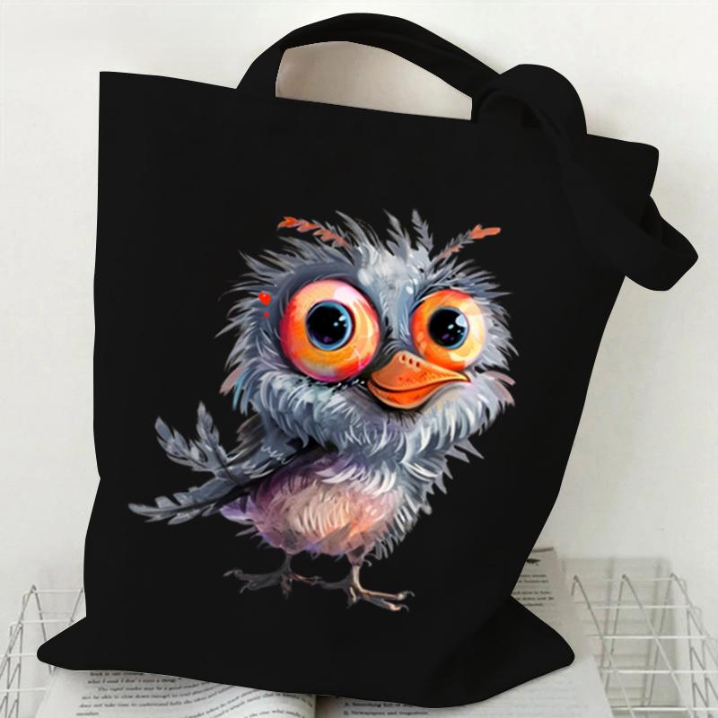 

Сумка через плечо с принтом акварельных животных Birde Женская мода Мультяшная сова Холщовая сумка-тоут Смешные женские сумки Harajuku Birde в стиле аниме