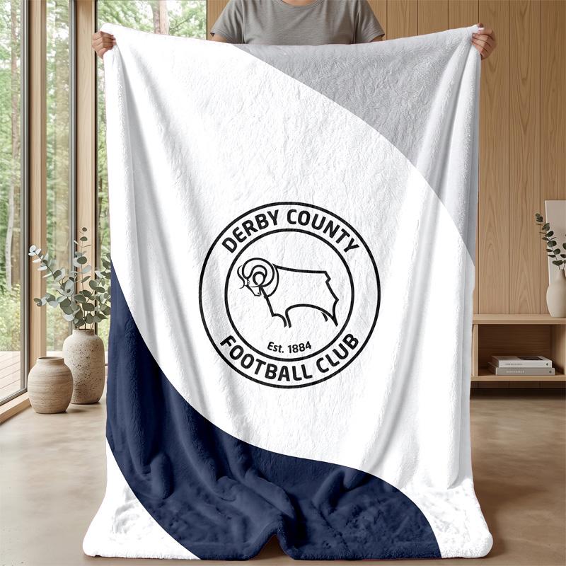 Derby County Football Print Miękki Ciepły Lekki Koc Rzutowy na Sofę Łóżko Kemping