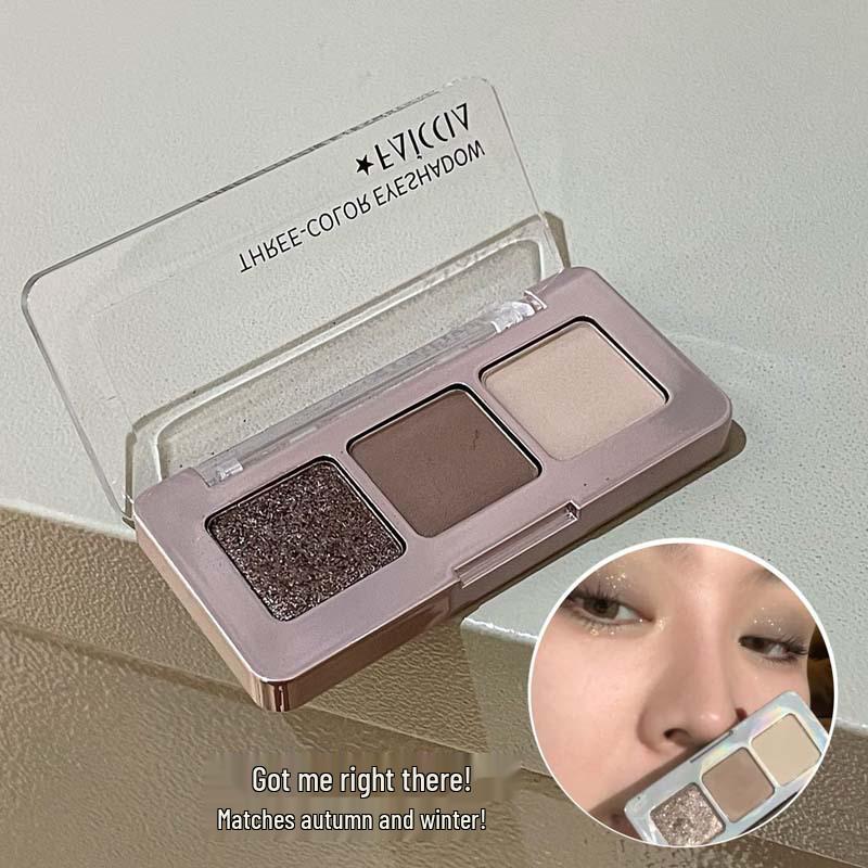 

FAICCIA 3-Color Eyeshadow Palette: Burst Flash Shimmer, Matte, Under-Eye Highlight, Pure Desire Cement.