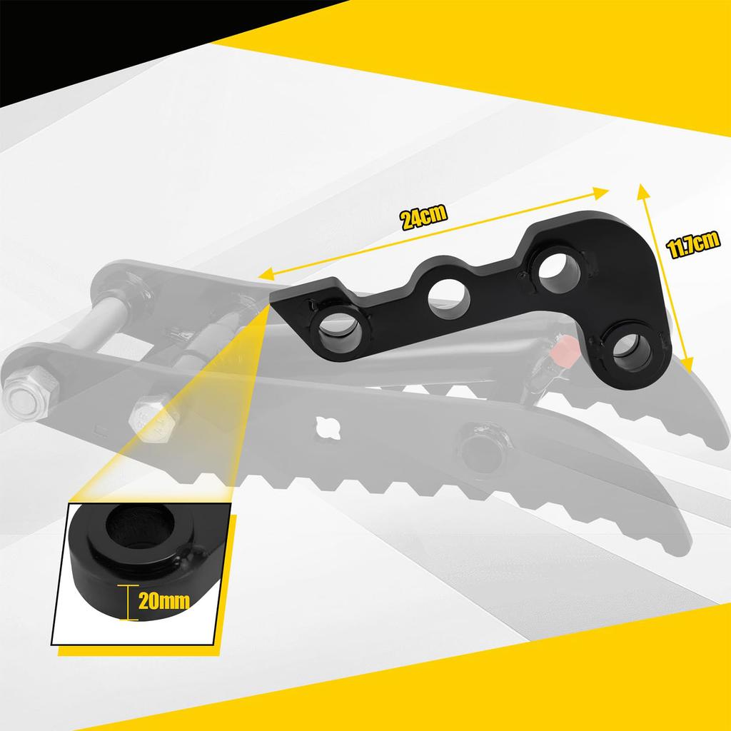 Excavator L Shaped Bracket Replacement for Excavator 3 Hole Hydraulic Thumb Clip Bracket with 3 Pull Pins