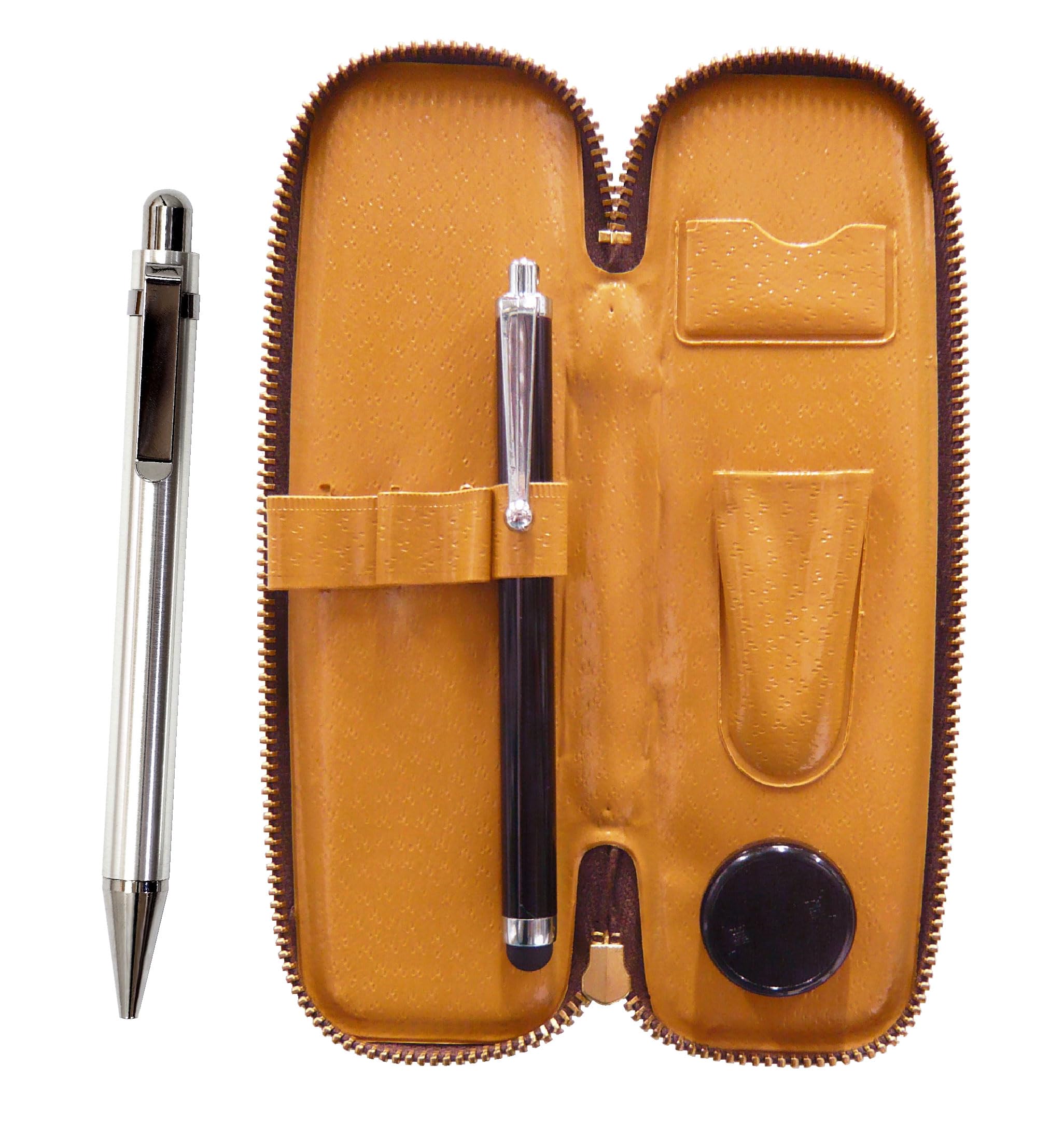 

Zippered Compact Pen Case with Touch Pen and Rugged Straight Knock Ballpoint Pen Set All-Metal (T23-S708-M11B)