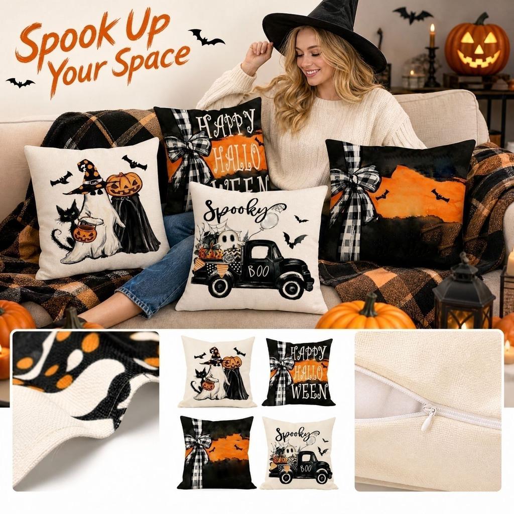Halloween Funny Cover 4545 Cm Decorative Throw Case for Couch Sofa