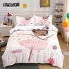 Ballerina Girls Duvet Cover King Size Princess Comforter Microfiber Dancing with Swans Pattern Quilt Cover Set