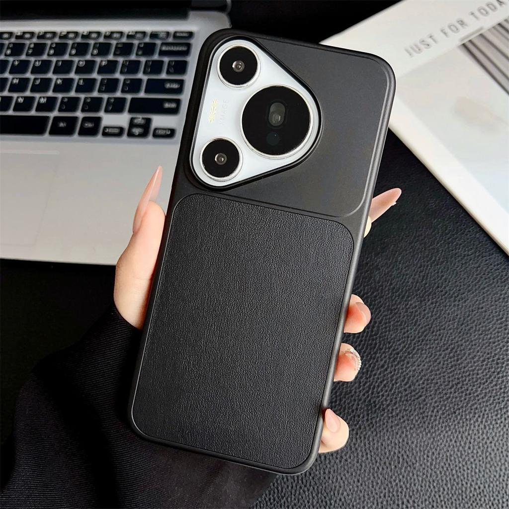Case For Huawei Pura 90 Pro Max Fashionable Plain Leather Texture Light Magnetic PC Cover For Huawei Pura90 Pro Shockproof Funda