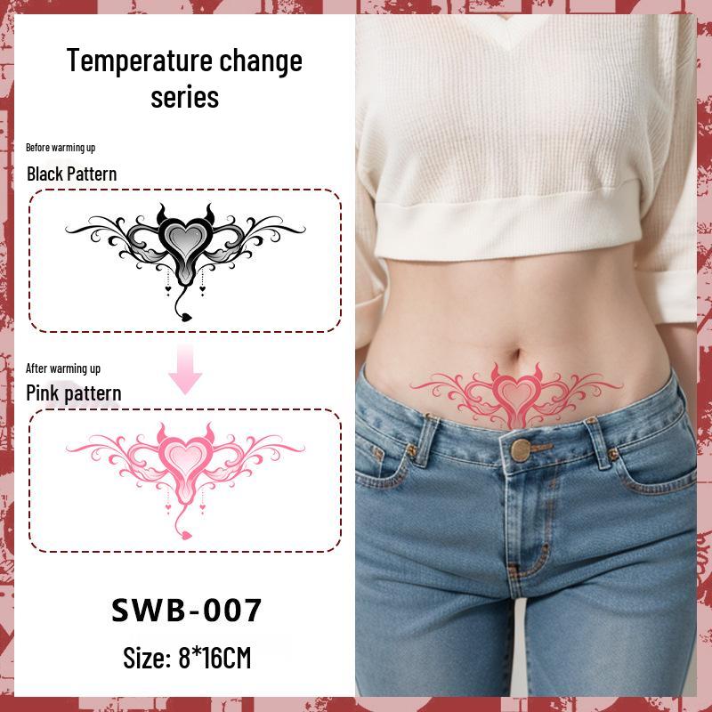 Temperature-Sensitive Succubus Finger Color-Changing Waterproof Tattoo Sticker - Cute Cartoon Design