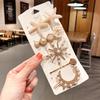 Pearl Hair Clip Set for Women Korean Hairpin Geometric Crystal Starfish Star Moon Butterfly Hair Barrettes Hair Accessories
