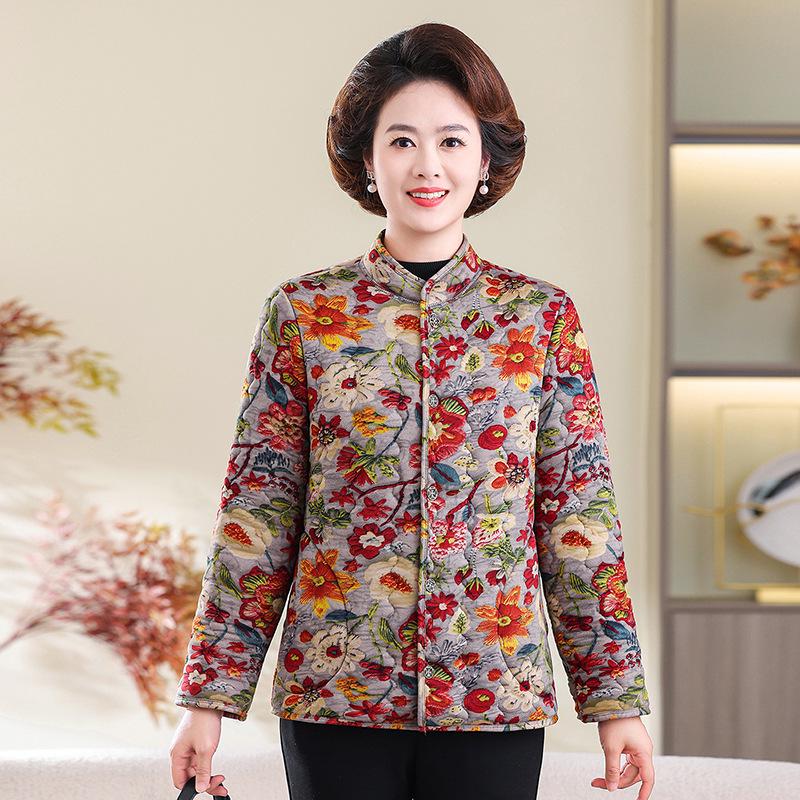 Mom's Lightweight Warm Cotton-Down Jacket for Middle-Aged & Elderly Women - Velvet-Lined Base Layer for Winter