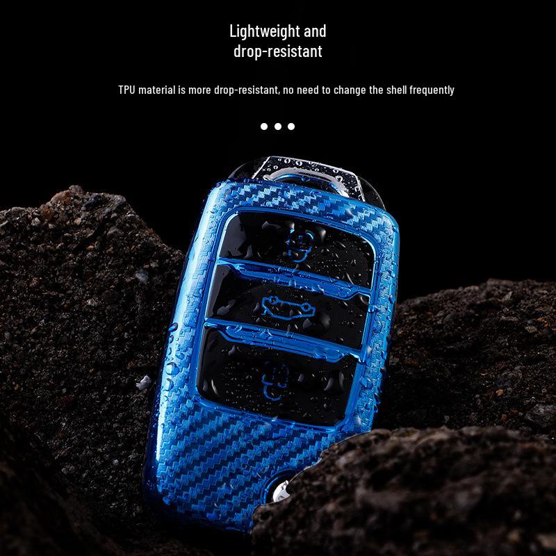 Changan Car Key Shell: CS15EV, Yidong 17, CS35, Lingxuan, CS75, Yue, Oushang A800 - Carbon Fiber Buckle