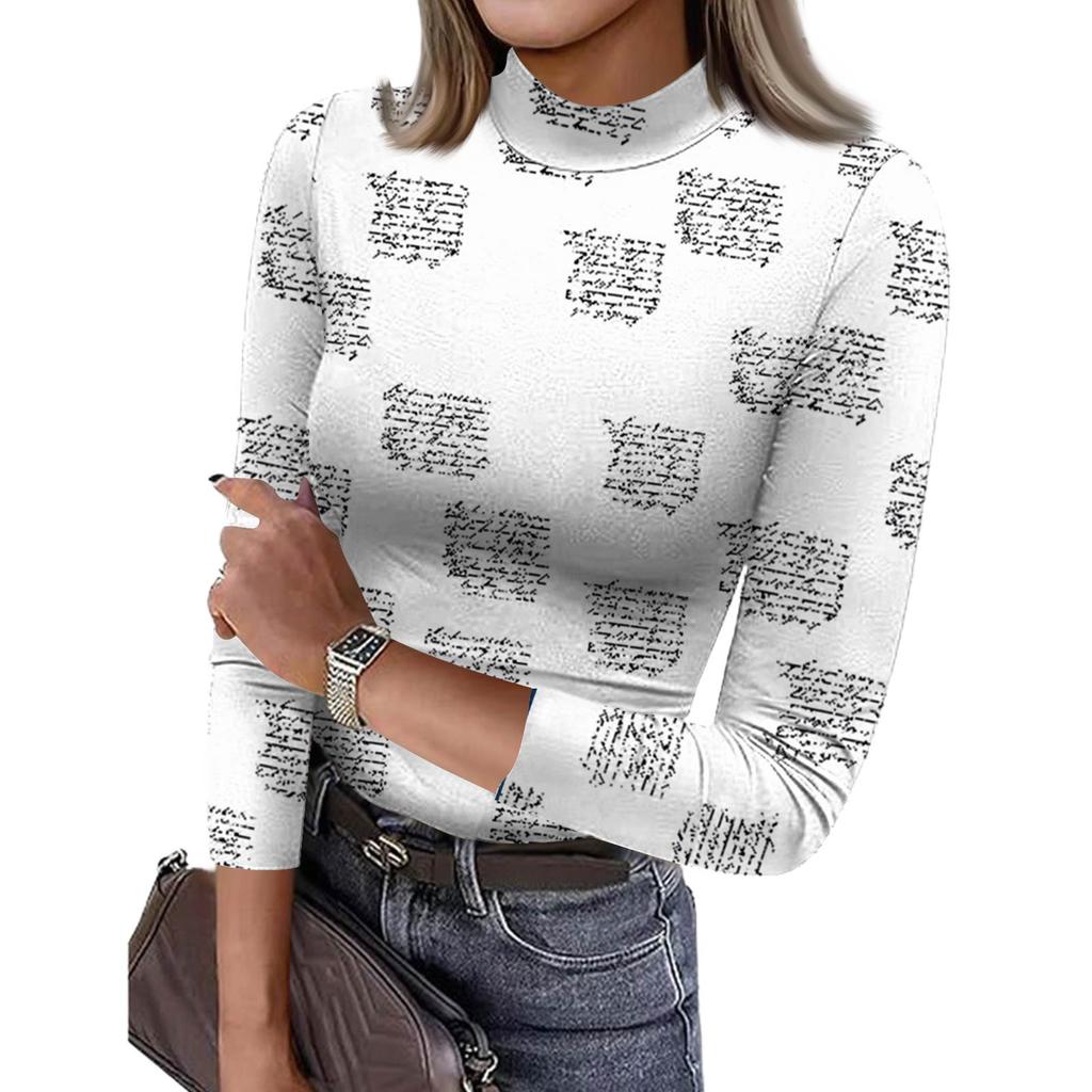 Damen Slim Bottom T-Shirt Mode Lässig Farbverlauf Druck Rundhals Pullover 3/4 Ärmel Top