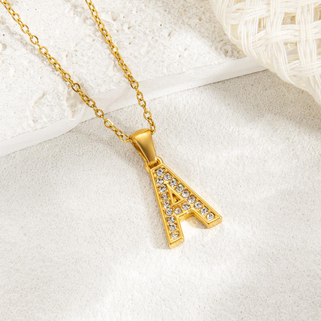 1pc Fashion Shining A-Z Letter Pendant Charm Necklace 26 Initial Alphabet Name Clavicle Chain Party Valentine's Day Jewelry Gift