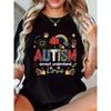 European Size "Autism Acceptance" Graphic Tee - Black Crew Neck Short Sleeve Shirt with Rainbow and Handprint Design All Season Top,Comfortable Fit