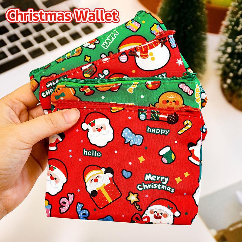 1/4Pcs Cute Mini Christmas Coin Purse Portable Lipstick Earphone Protector Cover Creative Cartoon Storage Bag Kids Gifts