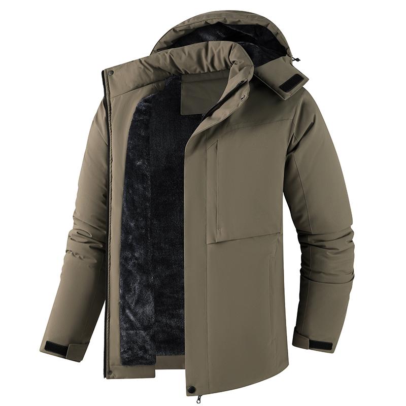 Thick Cotton Jacket For Men, Solid Color, Loose Fit, Thick And Warm Cotton Jacket