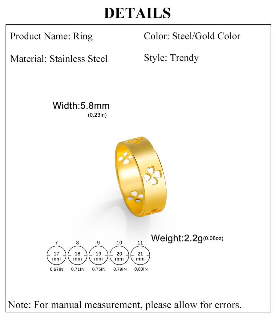 Cazador Stainless Steel Four-leaf Clover Rings for Women Gold Color Lucky Jewelry Anniversary Birthday Gift Wholesale 2026 New