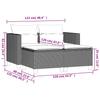 2 Seater Garden Sofa with Ottomans Gray Poly Rattan