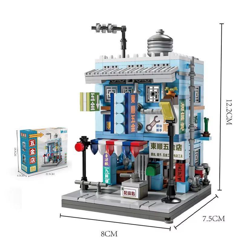 TOYLINX HongKong Style Retro Mini City Street View Houses Building Blocks Desktop Ornaments Assembly Toy Brick Children