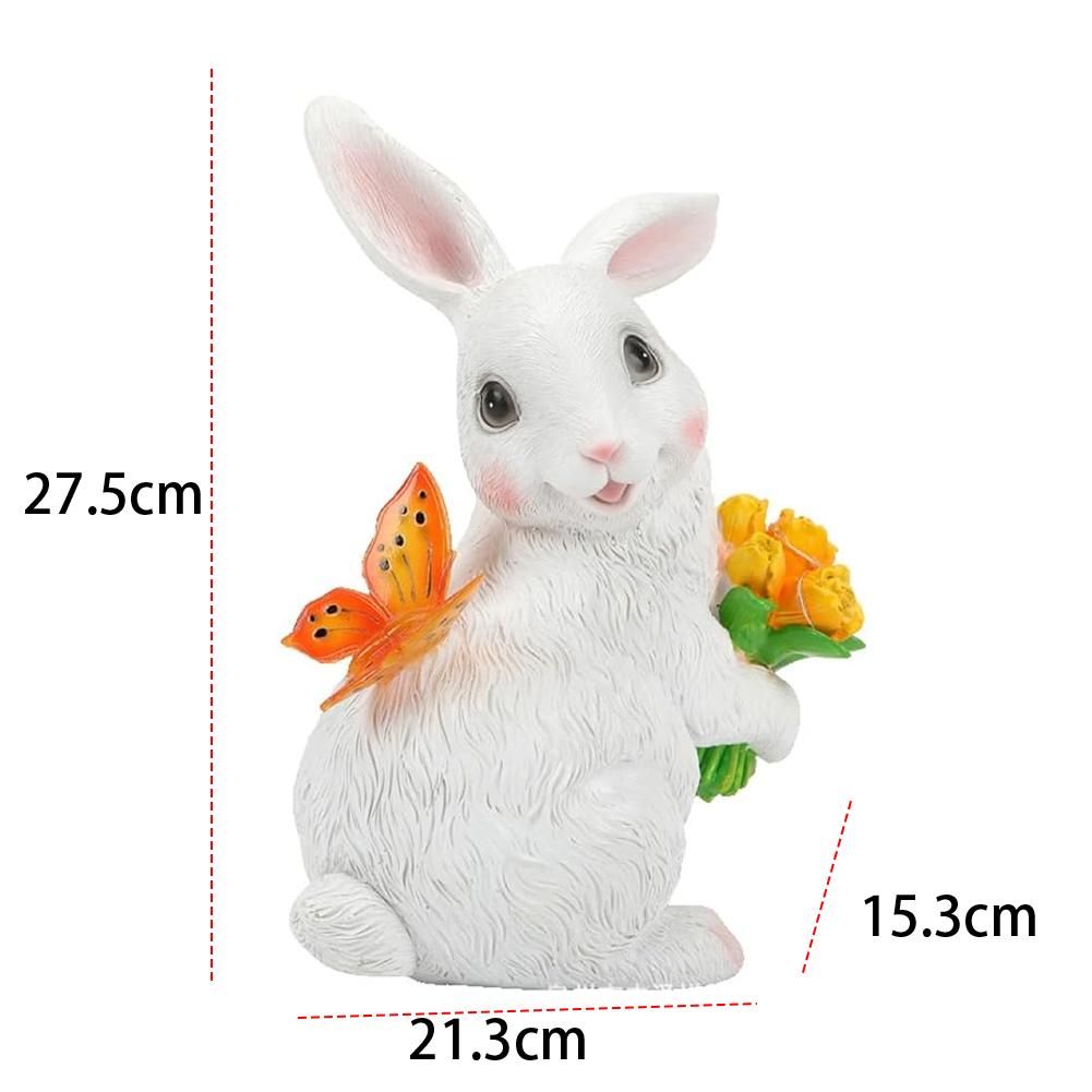 Solar Rabbit Statue Light Cute Bunny Statue Easter Rabbit Sculpture Bunny LED Garden Light for Spring Home Decor