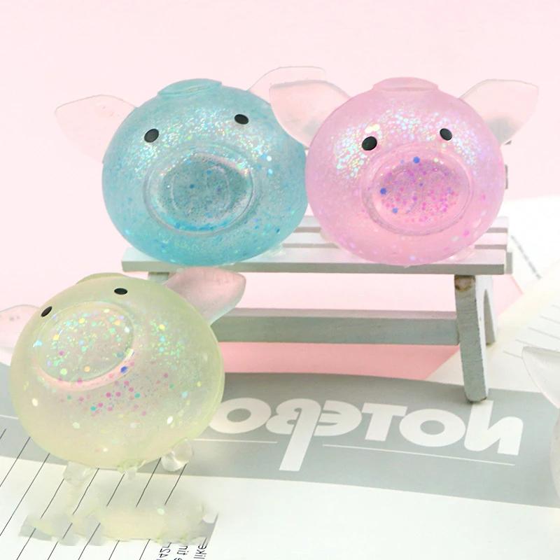 Non-Toxic Squeeze Toys Pig Ball Toy Anti Stress Squishy Squeeze Pig Children Gift Kawaii Fidget Toy Pig Creative Design For Sdudents Kids
