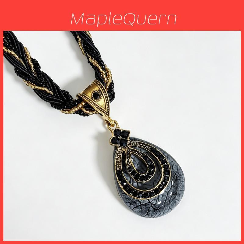 Collana Bohemienne con Ciondolo a Goccia d'Acqua Realizzata in Resina e Plastica per Donne Casual