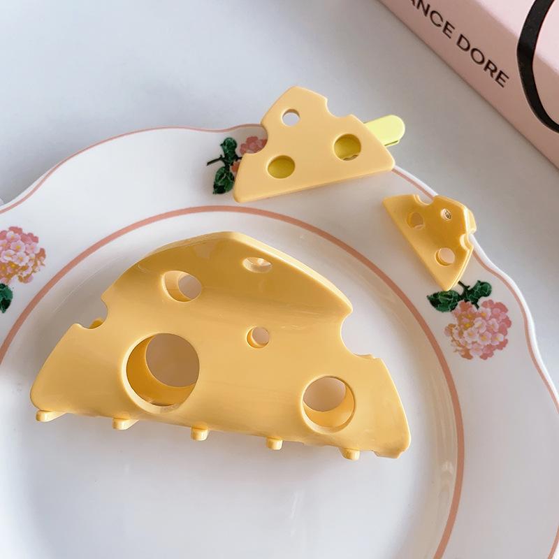 Fun Cheese Grab Clip Creative Plate Hair Shark Clip Girl's Hair Claw Back Triangle Hollow Hair Grab Hair Ornament