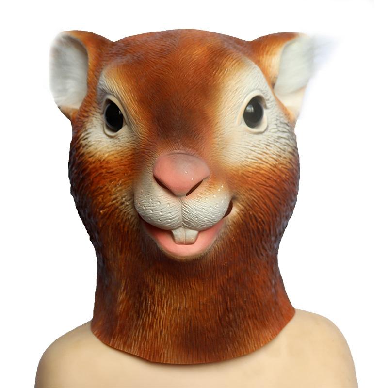 Eichhörnchen Maske Lustiges Tier Eichhörnchen Kopfbedeckung Halloween Latex Maske Maskenball Cosplay Requisite