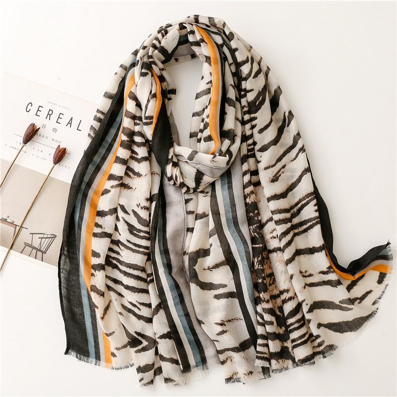 Luxury Fashion Women Viscose Scarf Ink Painting Floral Tassel Hijab Shawls and Wraps Female Foulard Echarpe Muslim Sjaal