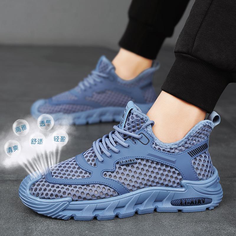 Herrenschuhe Sommer neu hohl atmungsaktiv lässig vielseitig Mesh-Schuhe leicht weiche Sohle Lauf-Mesh-Sneakers