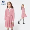 Navigare Girls' Stripe Pleated Polo Collar Dress