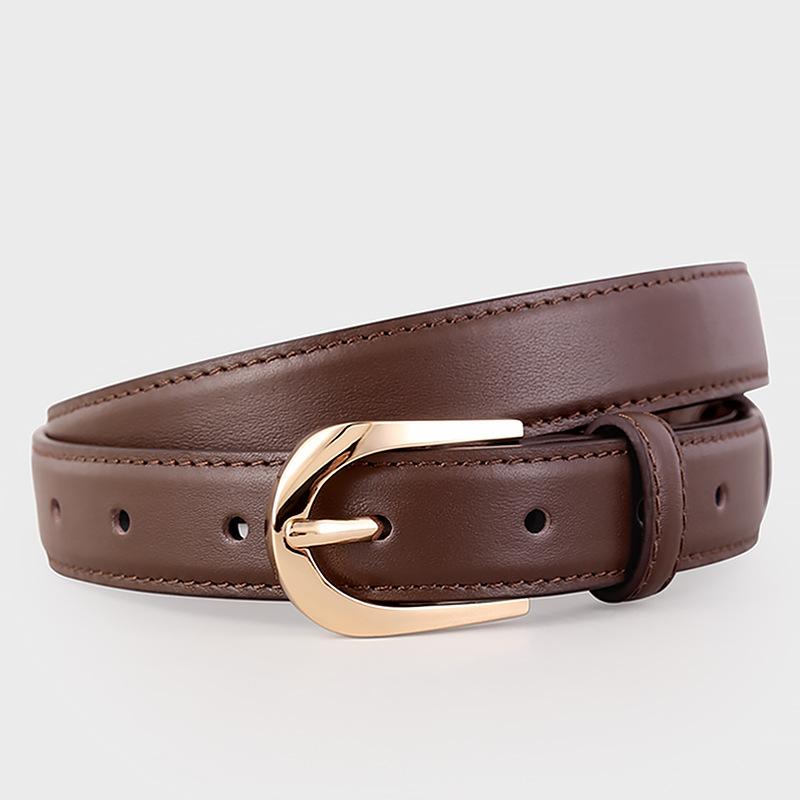 

Кожаный женский ремень с пряжкой-пином, модный ремень для джинсов, украшение 100cm темно-коричневого